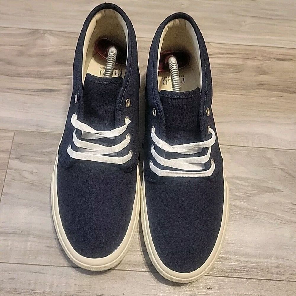 POLO RALPH LAUREN Keaton Chukka Boot Mens 9 Blue Canvas Lace Up Shoes